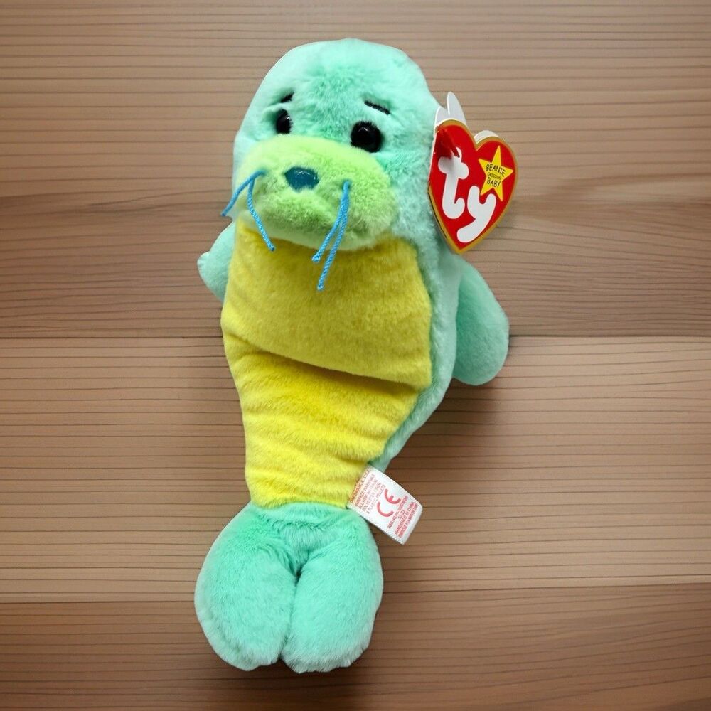 Ty Beanie Baby 8” STANLEY the Seal 2023 Green Yellow Soft Stuffed Animal w Tag